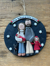 Load image into Gallery viewer, 5 Member custom clay family portrait Christmas ornament