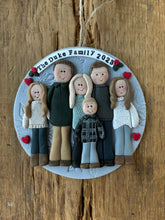 Load image into Gallery viewer, 6 Member custom clay family portrait Christmas ornament