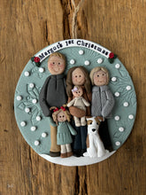 Load image into Gallery viewer, 6 Member custom clay family portrait Christmas ornament