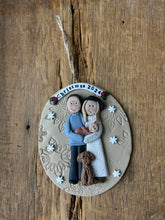Load image into Gallery viewer, 4 Member custom clay family portrait Christmas ornament