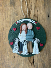 Load image into Gallery viewer, 5 Member custom clay family portrait Christmas ornament