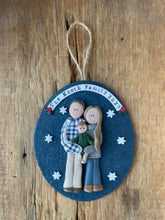 Load image into Gallery viewer, 3 Member custom clay family portrait Christmas ornament
