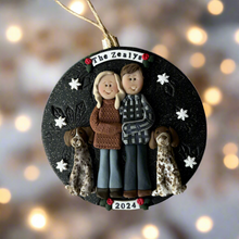 Load image into Gallery viewer, 4 Member custom clay family portrait Christmas ornament