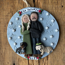Load image into Gallery viewer, 4 Member custom clay family portrait Christmas ornament