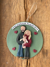 Load image into Gallery viewer, 3 Member custom clay family portrait Christmas ornament