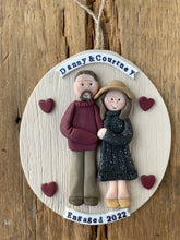 Load image into Gallery viewer, 2 Member custom clay family portrait Christmas ornament