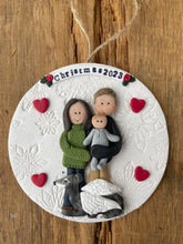 Load image into Gallery viewer, 4 Member custom clay family portrait Christmas ornament