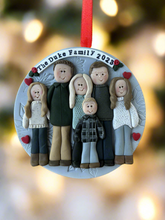 Load image into Gallery viewer, 6 Member custom clay family portrait Christmas ornament