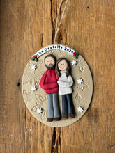 Load image into Gallery viewer, 2 Member custom clay family portrait Christmas ornament