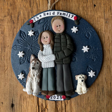 Load image into Gallery viewer, 4 Member custom clay family portrait Christmas ornament