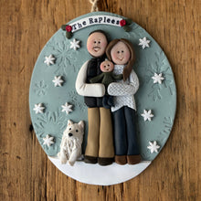 Load image into Gallery viewer, 4 Member custom clay family portrait Christmas ornament