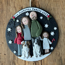 Load image into Gallery viewer, 6 Member custom clay family portrait Christmas ornament