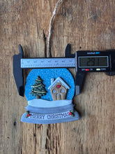 Load image into Gallery viewer, Snow globe with gingerbread house and Christmas tree ornament