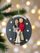 Load image into Gallery viewer, 3 Member custom clay family portrait Christmas ornament