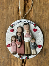Load image into Gallery viewer, 6 Member custom clay family portrait Christmas ornament