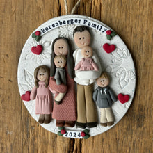 Load image into Gallery viewer, 6 Member custom clay family portrait Christmas ornament