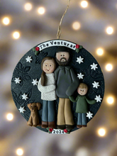 Load image into Gallery viewer, 4 Member custom clay family portrait Christmas ornament