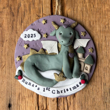 Load image into Gallery viewer, Custom Baby's first 1st Christmas clay ornament