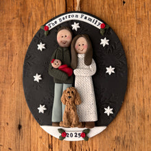Load image into Gallery viewer, 4 Member custom clay family portrait Christmas ornament