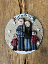 Load image into Gallery viewer, 4 Member custom clay family portrait Christmas ornament