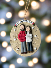 Load image into Gallery viewer, 2 Member custom clay family portrait Christmas ornament