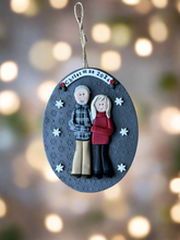 Load image into Gallery viewer, 2 Member custom clay family portrait Christmas ornament