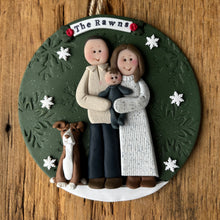 Load image into Gallery viewer, 4 Member custom clay family portrait Christmas ornament