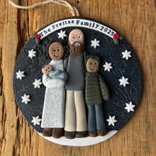 Load image into Gallery viewer, 4 Member custom clay family portrait Christmas ornament