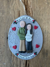 Load image into Gallery viewer, 2 Member custom clay family portrait Christmas ornament