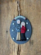 Load image into Gallery viewer, 2 Member custom clay family portrait Christmas ornament