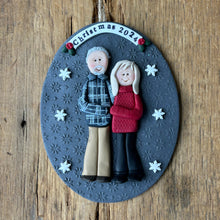 Load image into Gallery viewer, 2 Member custom clay family portrait Christmas ornament