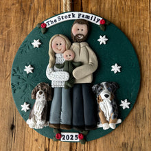 Load image into Gallery viewer, 5 Member custom clay family portrait Christmas ornament