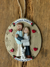 Load image into Gallery viewer, 4 Member custom clay family portrait Christmas ornament