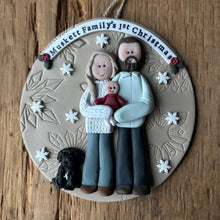 Load image into Gallery viewer, 4 Member custom clay family portrait Christmas ornament
