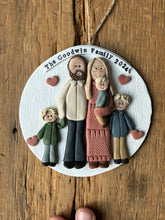 Load image into Gallery viewer, 5 Member custom clay family portrait Christmas ornament