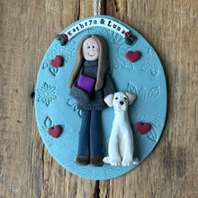 Load image into Gallery viewer, 2 Member custom clay family portrait Christmas ornament