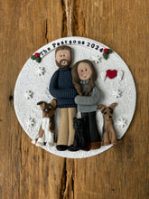 Load image into Gallery viewer, 4 Member custom clay family portrait Christmas ornament