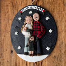 Load image into Gallery viewer, 4 Member custom clay family portrait Christmas ornament