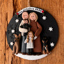 Load image into Gallery viewer, 6 Member custom clay family portrait Christmas ornament