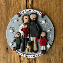 Load image into Gallery viewer, 6 Member custom clay family portrait Christmas ornament