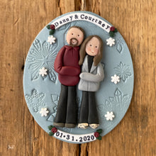 Load image into Gallery viewer, 2 Member custom clay family portrait Christmas ornament