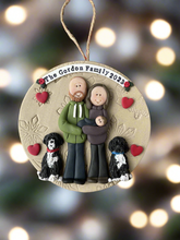 Load image into Gallery viewer, 5 Member custom clay family portrait Christmas ornament