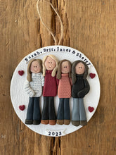 Load image into Gallery viewer, 4 Member custom clay family portrait Christmas ornament
