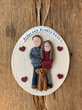 Load image into Gallery viewer, 3 Member custom clay family portrait Christmas ornament