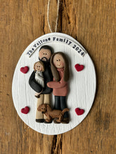 Load image into Gallery viewer, 4 Member custom clay family portrait Christmas ornament