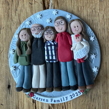 Load image into Gallery viewer, 6 Member custom clay family portrait Christmas ornament