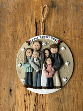 Load image into Gallery viewer, 6 Member custom clay family portrait Christmas ornament
