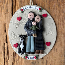 Load image into Gallery viewer, 4 Member custom clay family portrait Christmas ornament