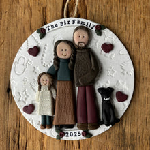 Load image into Gallery viewer, 4 Member custom clay family portrait Christmas ornament