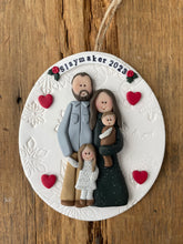 Load image into Gallery viewer, 4 Member custom clay family portrait Christmas ornament